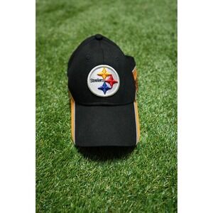 NFL Team Apparel Cap Mens One Size Black Pittsburgh Steelers Football Adjustable
